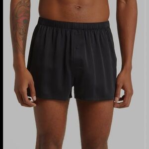 Lunya men’s silk boxer in black size large